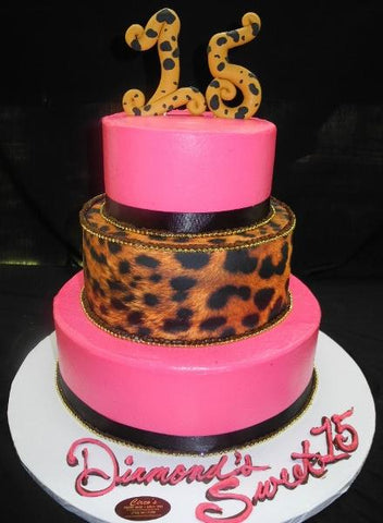 Cream Leopard and Pink Cake - B0694
