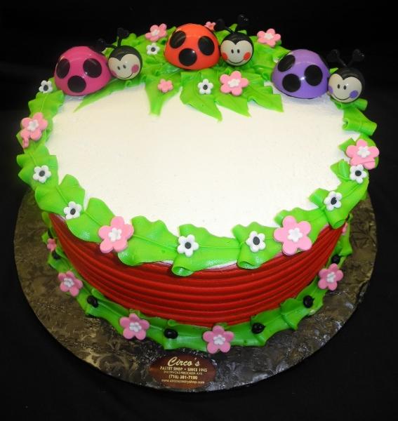Lady Bug Birthday Cream Cake - B0569