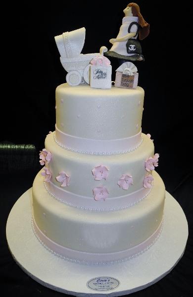 baby carriage cake Baby Carriage and Mom Baby Shower Cake