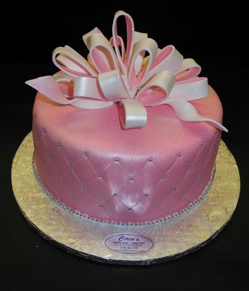 Pink and White Fondant Birthday Cake - B0440 – Circo's Pastry Shop
