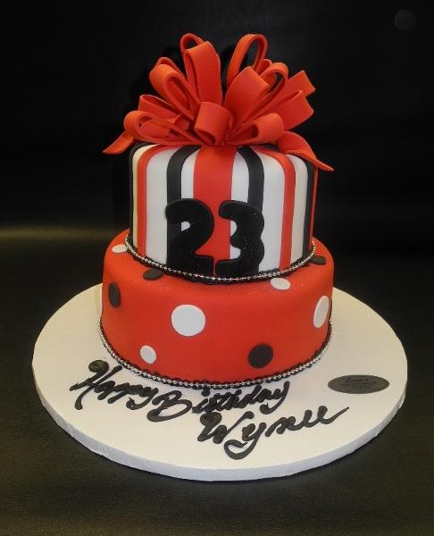 Red, black and white fondant cake – Circo's Pastry Shop