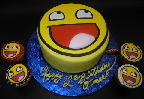 Happy Face, yellow, fondant, edible image