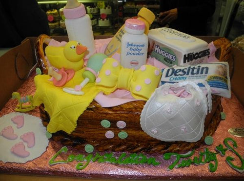 Basket, pink, rubber duckie,