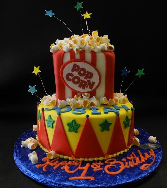Popcorn Fondant 1st Birthday Cake - B0427  Circo's Pastry Shop