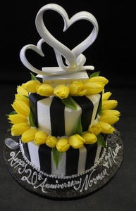 black, white, yellow, fresh flowers