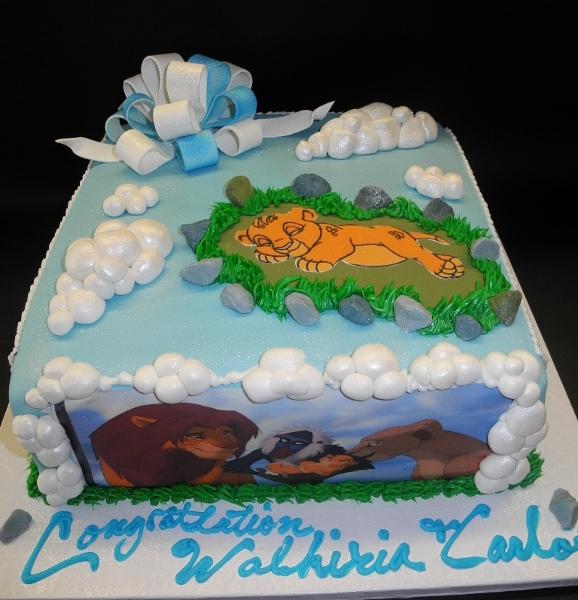 Simba Lion King Baby Shower Cake with Edible Images 