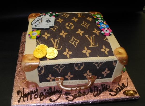 Loui Vuitton Suitcase with Poker Cards and Edible Chips