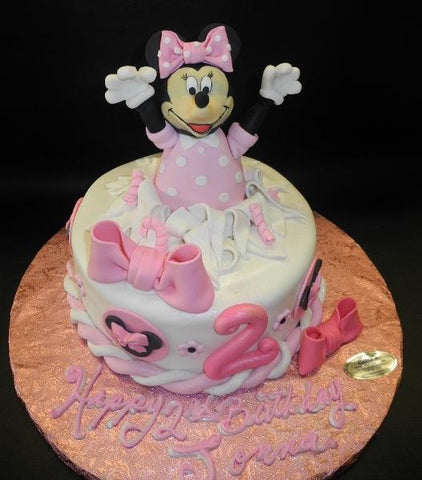 Minnie Mouse Popping Out of Cake with Edible Fondant Number 