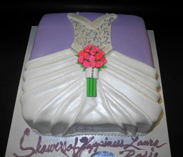 Bridal Shower Cake in Dress Shape - W164 Circo's Pastry Shop Bridal Shower Cake in Dress Shape - W164 Circo's Pastry Shop