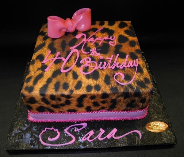 Cheetah Print Fondant Cake with Pink Bow
