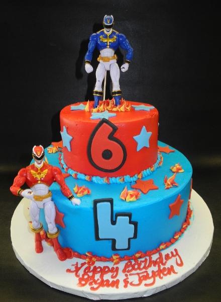 Power Rangers Icing Cake with Fondant Stars and fondant numbers