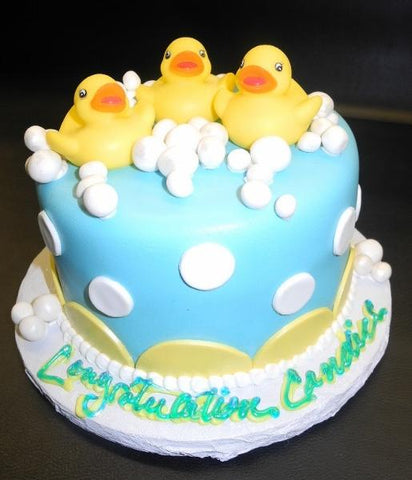 Rubber Duckies Fondant Baby Shower One-tier Cake 