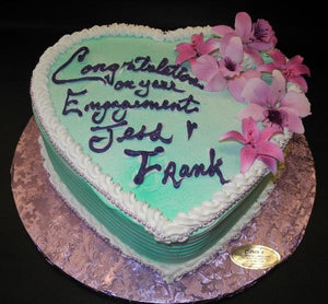Turquoise Heart Shape Whip Cream Engagement Cake