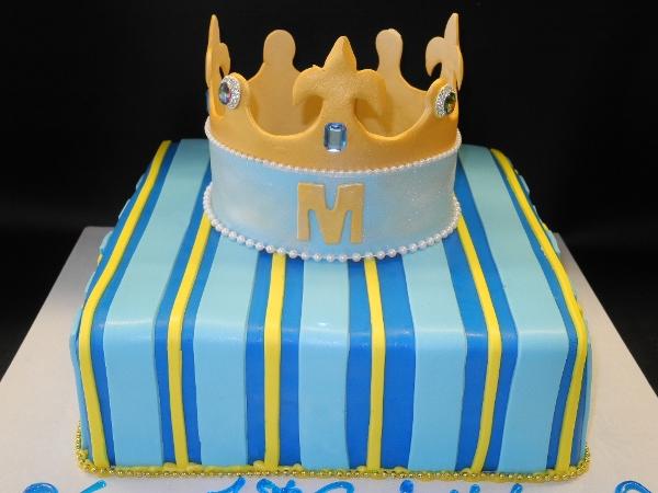 Edible Crown Prince First Birthday Fondant Cake