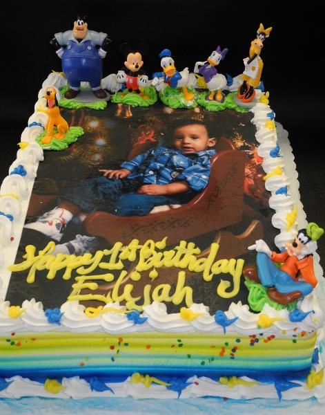 Edible Image Whip Cream Cake with Mickey Mouse Toys 