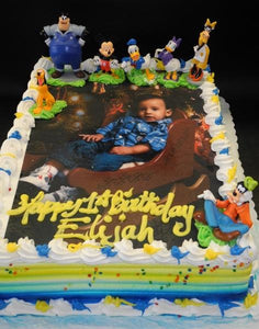 Edible Image Whip Cream Cake with Mickey Mouse Toys 