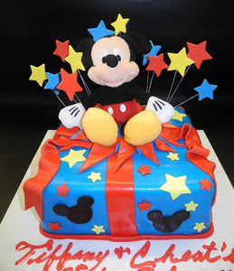 Mickey Mouse Popping Out  Fondant Cake with Edible Stars