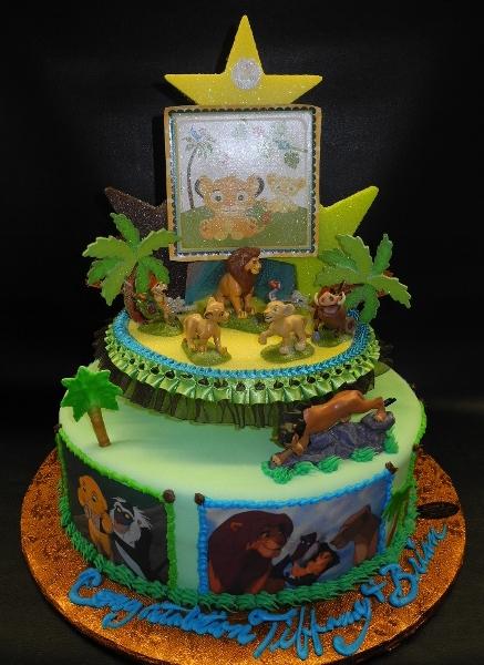 Lion King Baby Shower Fondant Cake with Edible Image Around