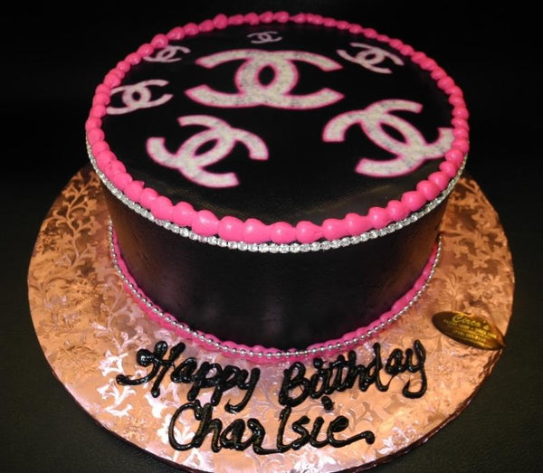 Channel Logo Edible Image Icing Cake with Rhinestones 