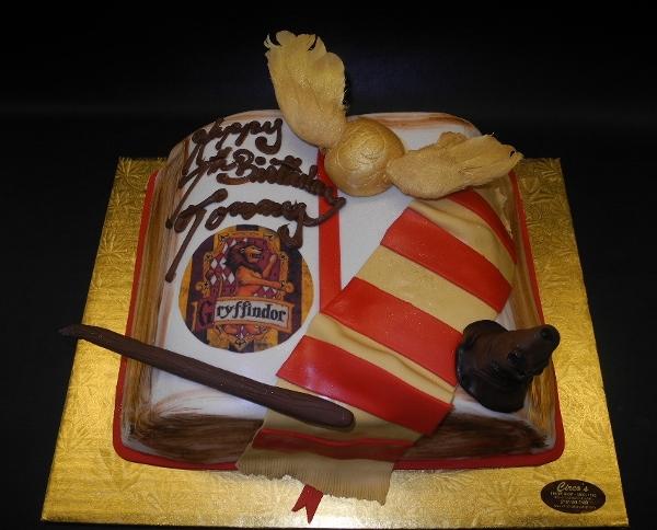 Harry Potter Book Cake with Edible Fondant Hat, Wand and scarf