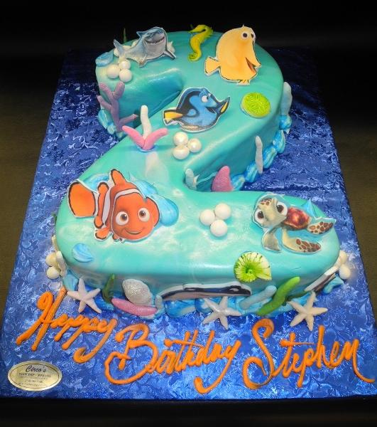 Nemo Fondant Number 2 Cake with Sea Decoration - B0039 – Circo's Pastry Shop