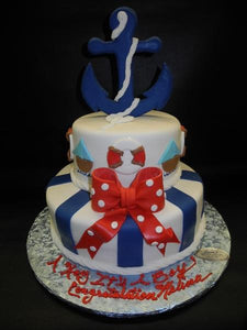 Nautical Baby Shower Cake with 3D Anchor 