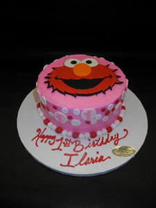 Elmo Icing Cake with Fondant Elmo Face Cut out and Polka Dots