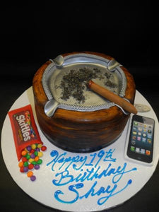 Cigar Ash Tray with Edible Skittle Candy and I phone