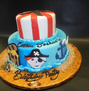 Pirate Nautical Theme Fondant Cake with Fondant Cut Outs