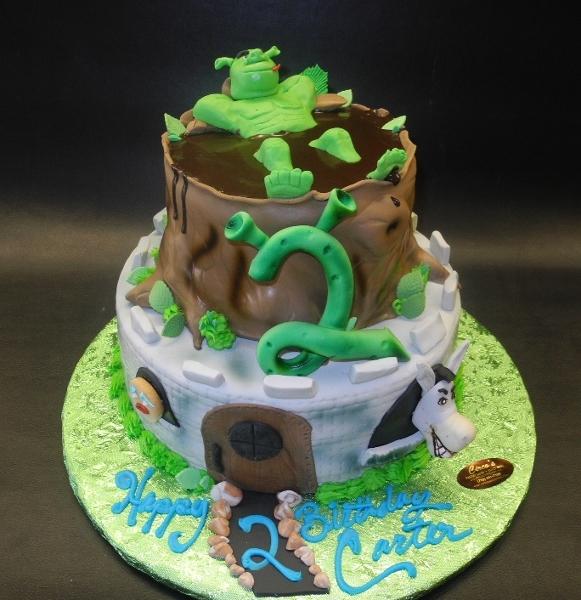 Shrek Fondant Birthday Castle Cake with 3D Edible Fondant Characters 