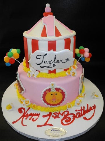 Circus Fondant 1st Birthday Cake 