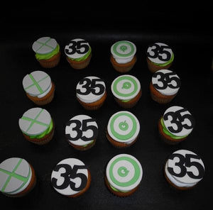 X Box Fondant Cupcakes with #35 and power button 