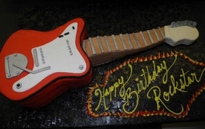Guitar Shape Fondant Birthday Cake 