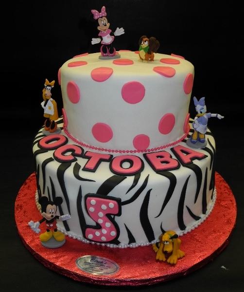 Minnie Mouse Fondant Cake with Toys on Top