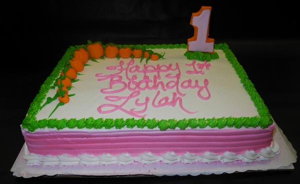 Pumpkin 1st Birthday Whip Cream Sheet Cake 
