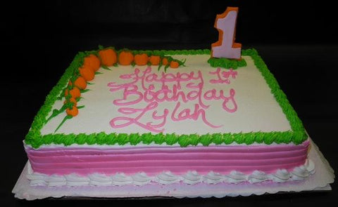 Pumpkin 1st Birthday Whip Cream Sheet Cake 
