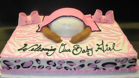 Baby Bottom Icing Cake with Zebra Print and Chetah Print and Edible Fondant Bows