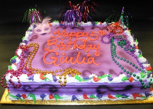 Whip Cream Masquerade Mardi Gra Birthday Cake 