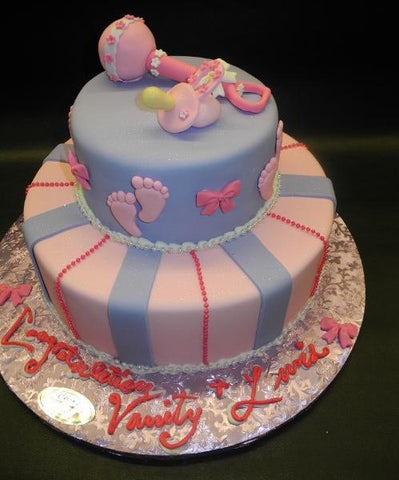 Rattle and Pacifier Fondant Baby Shower Cake