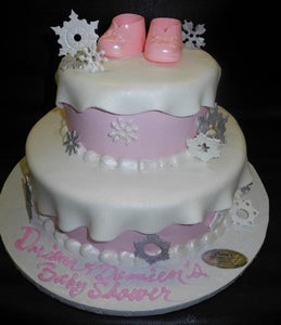 Snowflake Winter Wonderland Baby Shower Pink Cake 