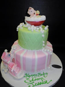 Bubble Bath Green and Pink Baby Shower Cake 