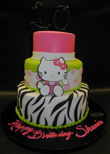 Hello Kitty Zebra Cake with Mint Green and Pink Decorations