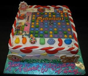 Candy Crush Icing Cake with Edible Fondant Figures and Images 