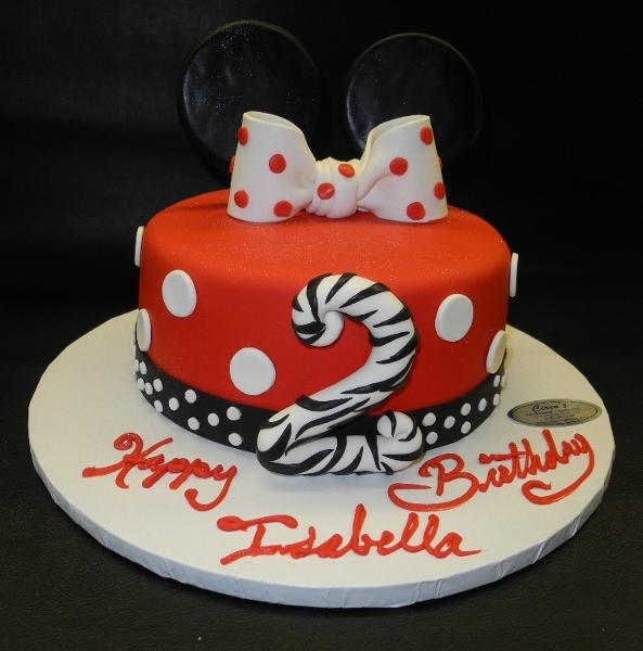 Minnie Mouse Zebra Fondant Cake 