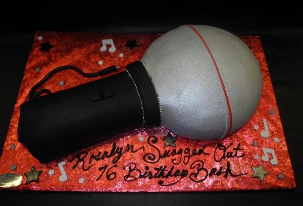Microphone Fondant Cake with Edible Musical Notes