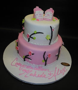 Fruit Blossom Fondant Cake with Edible Fondant Booties 