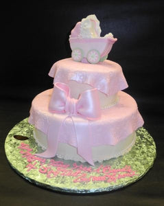 Stroller Fondant Cake with Edible Bow 