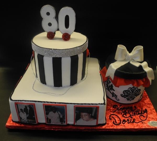 Hat Box 80th Birthday Fondant Custom Cake