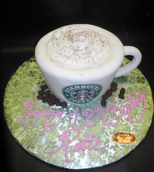 Starbucks Coffee Cup 3D Fondant Cake 