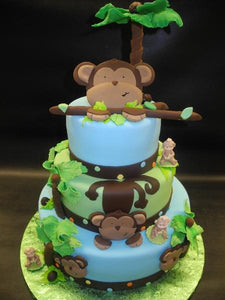 Monkey Safari Fondant Baby Shower Cake